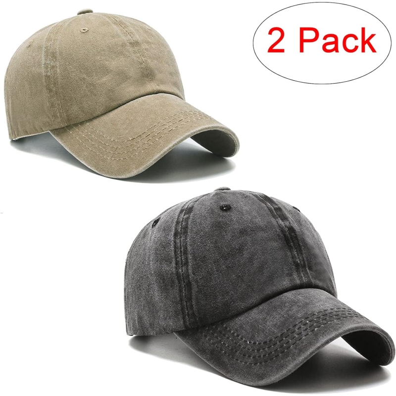 PFFY 2 Packs Vintage Washed Distressed Baseball Cap Golf Dad Hat for Men Women - Image 2